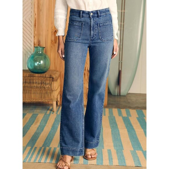 Women’s Wide Leg Jeans High Waisted Stretchy Denim Pants with Pockets - Picture 3 of 6